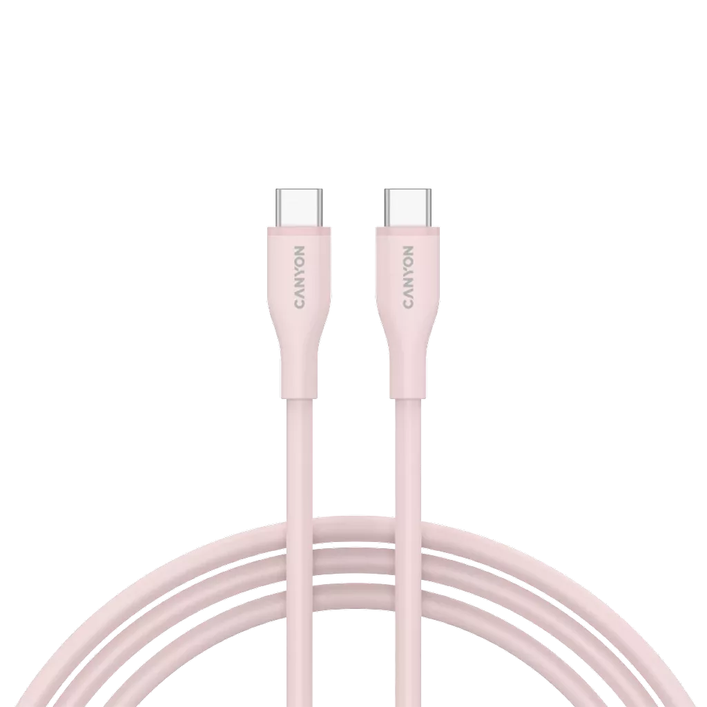 Canyon OnWire 60SC USB-C–USB-C kabelis, 60 W, 1 m, USB 2.0, rozā