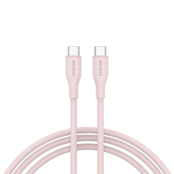 CANYON 60W  USB Type-C uz USB Type-C kabelis, Saderīgs ar Apple ierīcēm, USB 2.0, 1 m, rozā