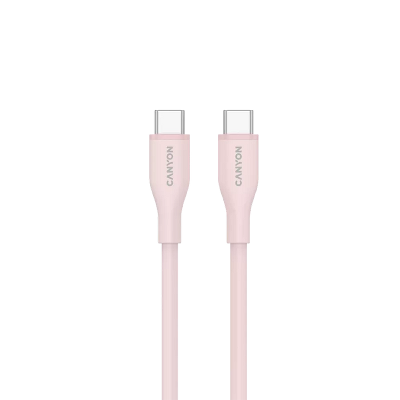 CANYON 60W  USB Type-C uz USB Type-C kabelis, Saderīgs ar Apple ierīcēm, USB 2.0, 1 m, rozā