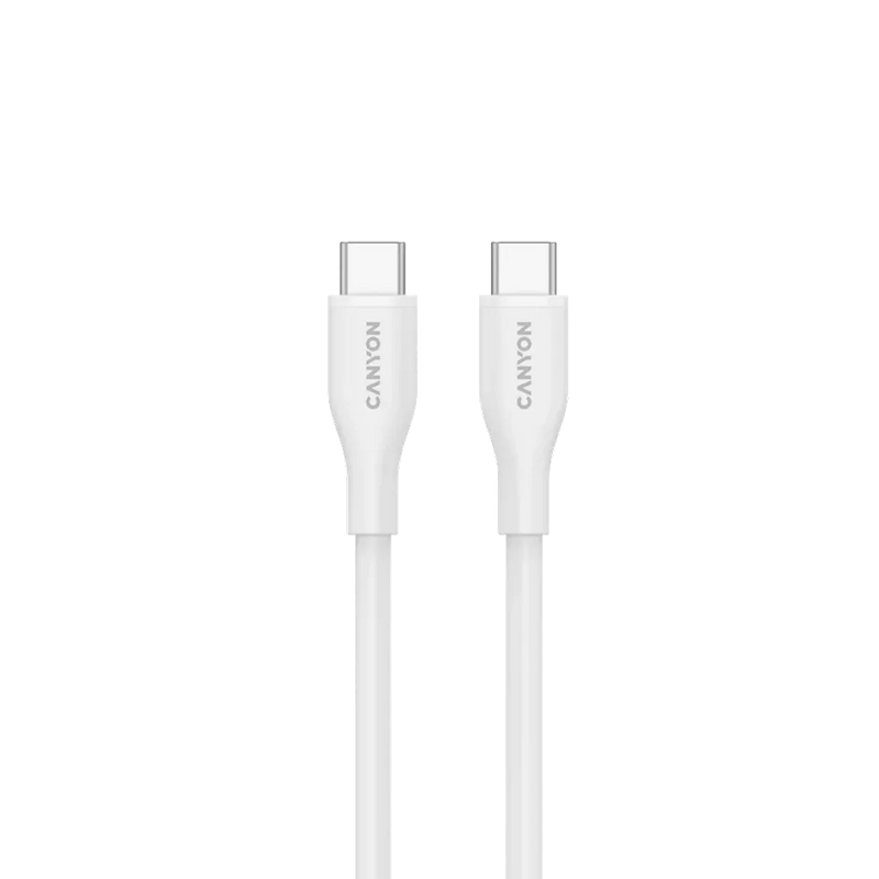 CANYON 60W  USB Type-C uz USB Type-C kabelis, Saderīgs ar Apple ierīcēm, USB 2.0, 1 m, balts