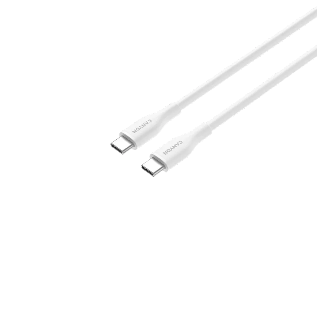 CANYON 60W  USB Type-C uz USB Type-C kabelis, Saderīgs ar Apple ierīcēm, USB 2.0, 1 m, balts
