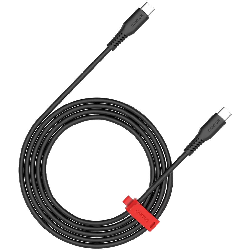 CANYON 60W  USB Type-C uz USB Type-C kabelis, Saderīgs ar Apple ierīcēm, silikona, USB 2.0, 2 m, melns