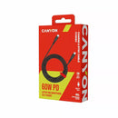 CANYON 60W  USB Type-C uz USB Type-C kabelis, Saderīgs ar Apple ierīcēm, silikona, USB 2.0, 2 m, melns