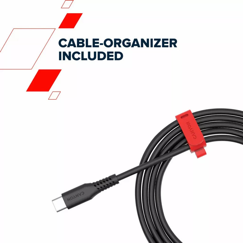 CANYON 60W  USB Type-C uz USB Type-C kabelis, Saderīgs ar Apple ierīcēm, silikona, USB 2.0, 2 m, melns