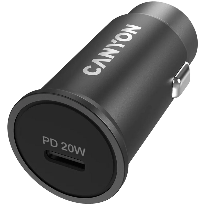 CANYON auto lādētājs C-20 PD 20W USB-C Melns