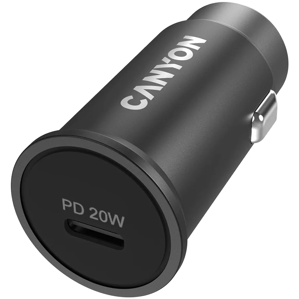CANYON auto lādētājs C-20 PD 20W USB-C Melns