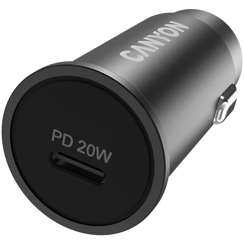 CANYON auto lādētājs C-20 PD 20W USB-C Melns