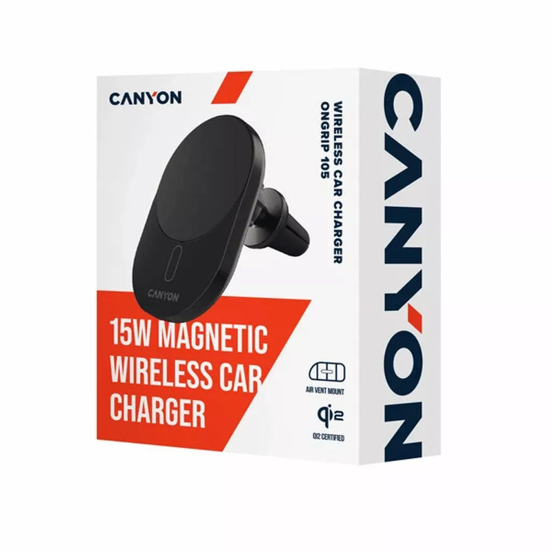 Беспроводное автомобильное зарядное устройство CANYON OnGrip 105 15 Вт Qi2 черный