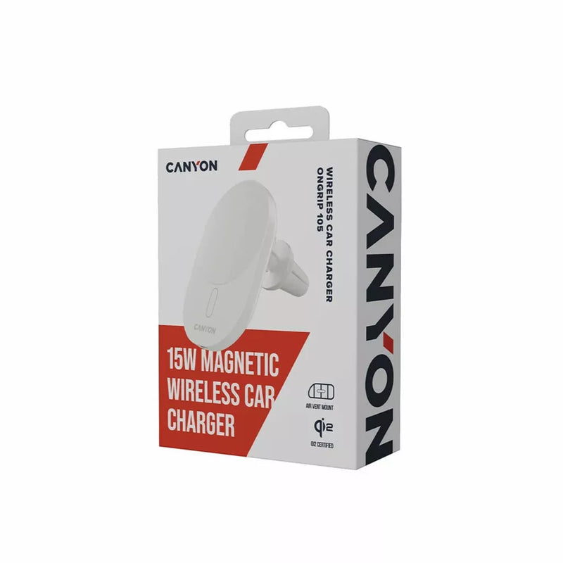 CANYON bezvadu automašīnas lādētājs OnGrip 105 15W Qi2 Balts