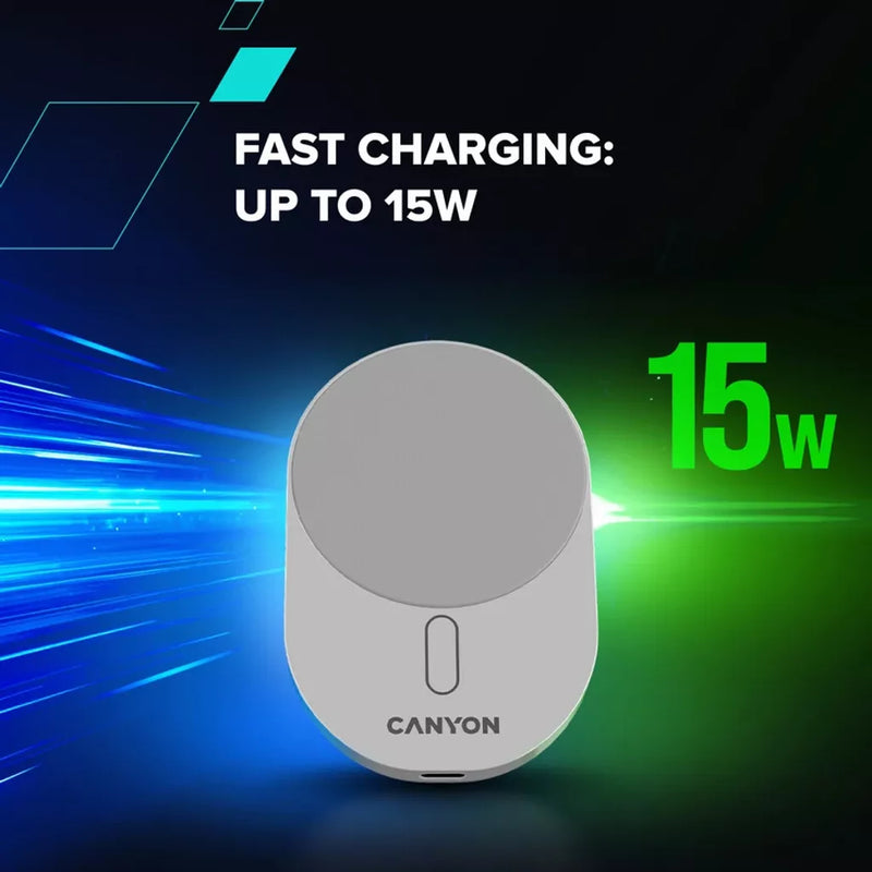 CANYON bezvadu automašīnas lādētājs OnGrip 105 15W Qi2 Balts