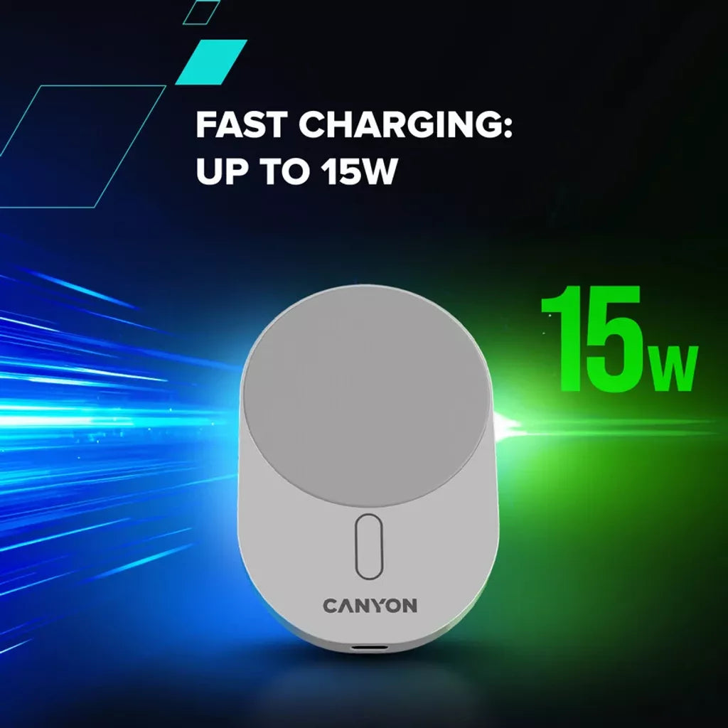 CANYON bezvadu automašīnas lādētājs OnGrip 105 15W Qi2 Balts