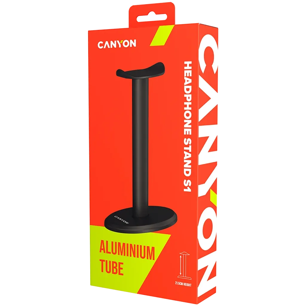 CANYON S1 austiņu statīvs, alumīnijs/ABS, līdz 2 kg, melns
