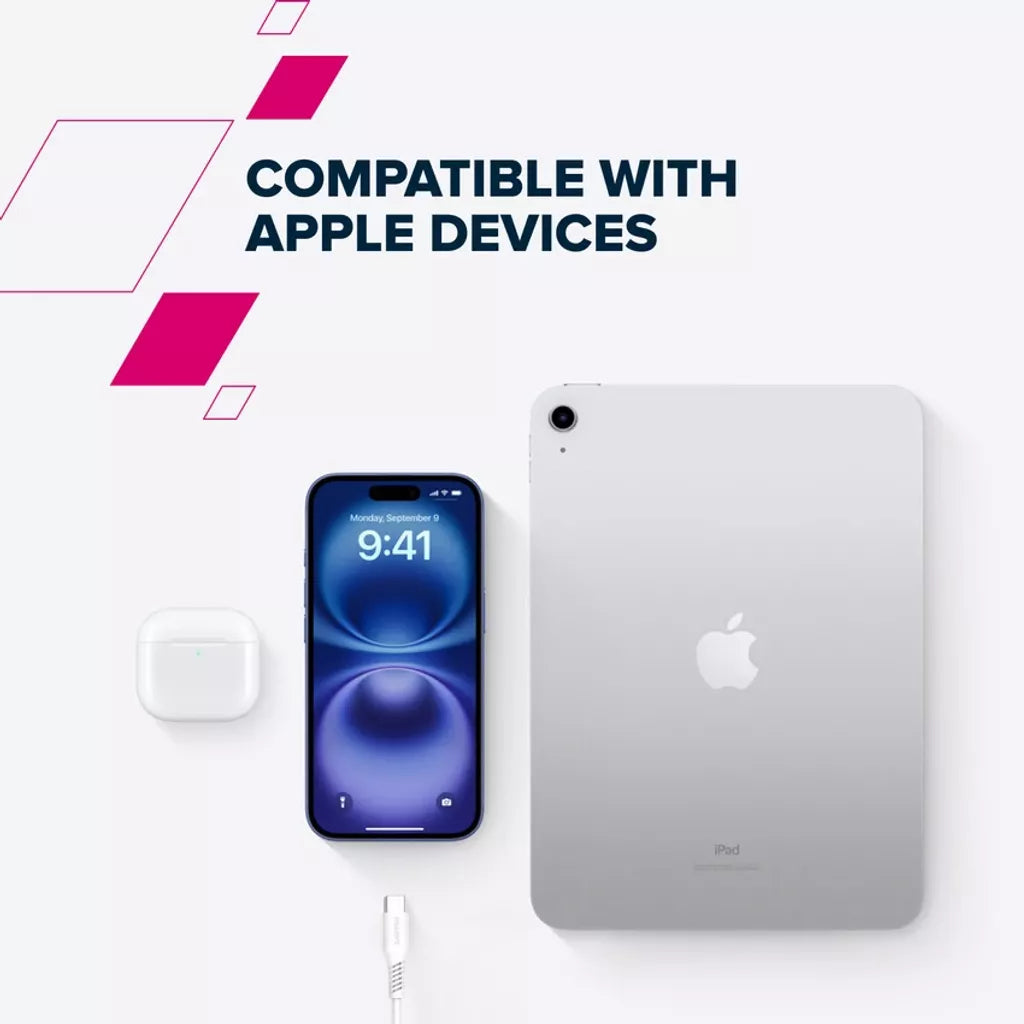 CANYON 27W kabelis USB-C uz Lightning (ar Power Delivery atbalstu, 2 m) balts