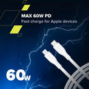 CANYON USB-C Lightning-kaabel laadimiseks ja andmete sünkroniseerimiseks iPadile, iPhone'ile ja AirPodidele kuni 60 W (3 A) PD kiirlaadimisega ja kuni 480 Mbps andmeedastusega. MFI sertifitseeritud, 1 m, roosa