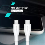 Кабель CANYON USB-C to Lightning для зарядки и синхронизации данных для iPad, iPhone и AirPods с поддержкой быстрой зарядки PD до 60 Вт (3 A) и передачи данных до 480 Мбит/с. Сертифицирован MFI, 1 м, белый