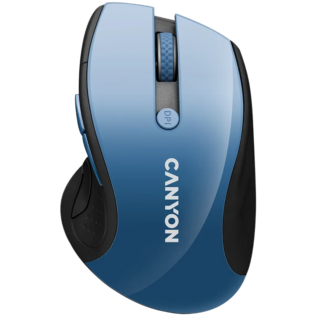 CANYON MW-01 bezvadu optiskā pele, 1600 dpi, 6 pogas, zila/pelēka