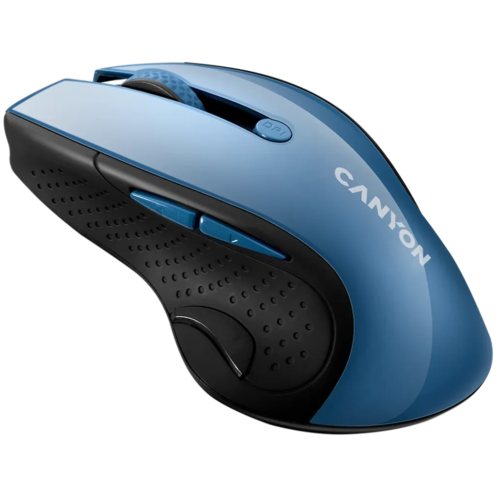 CANYON MW-01 bezvadu optiskā pele, 1600 dpi, 6 pogas, zila/pelēka