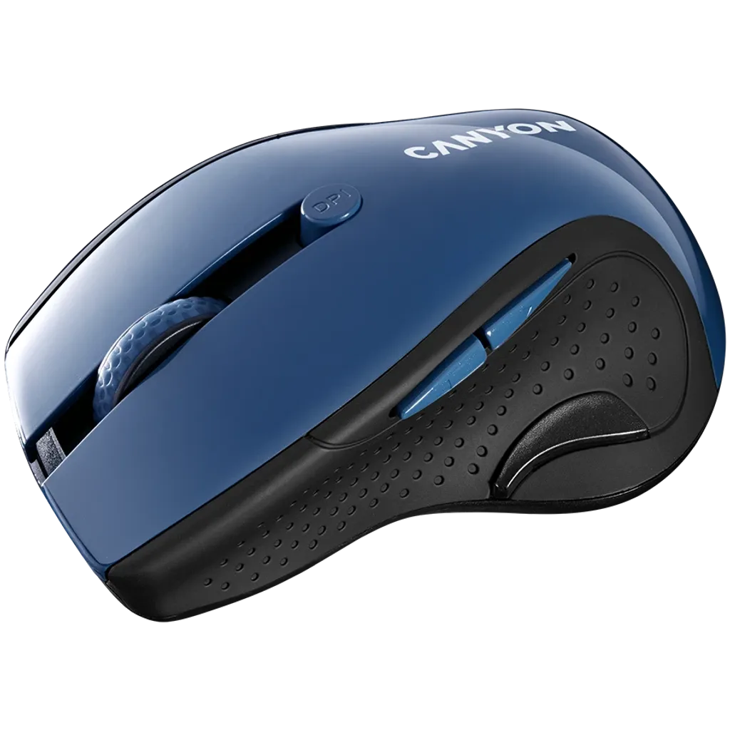 CANYON MW-01 bezvadu optiskā pele, 1600 dpi, 6 pogas, zila/pelēka