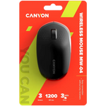 CANYON MW-04 Bluetooth bezvadu optiskā pele, 1200 dpi, 3 pogas, melna