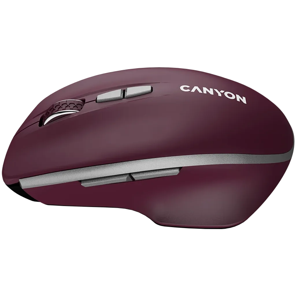 CANYON MW-21 bezvadu optiskā pele, 1600 dpi, 7 pogas, bordo sarkana