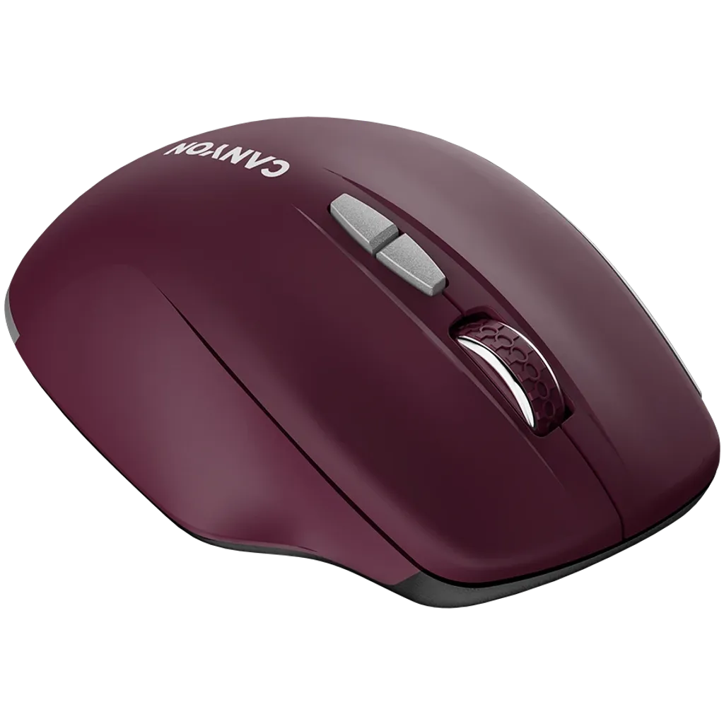 CANYON MW-21 bezvadu optiskā pele, 1600 dpi, 7 pogas, bordo sarkana