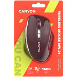 CANYON MW-21 bezvadu optiskā pele, 1600 dpi, 7 pogas, bordo sarkana