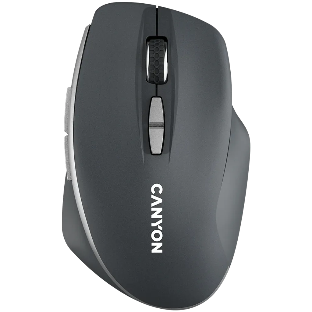CANYON MW-21 bezvadu optiskā pele, 1600 dpi, 7 pogas, tumši pelēka