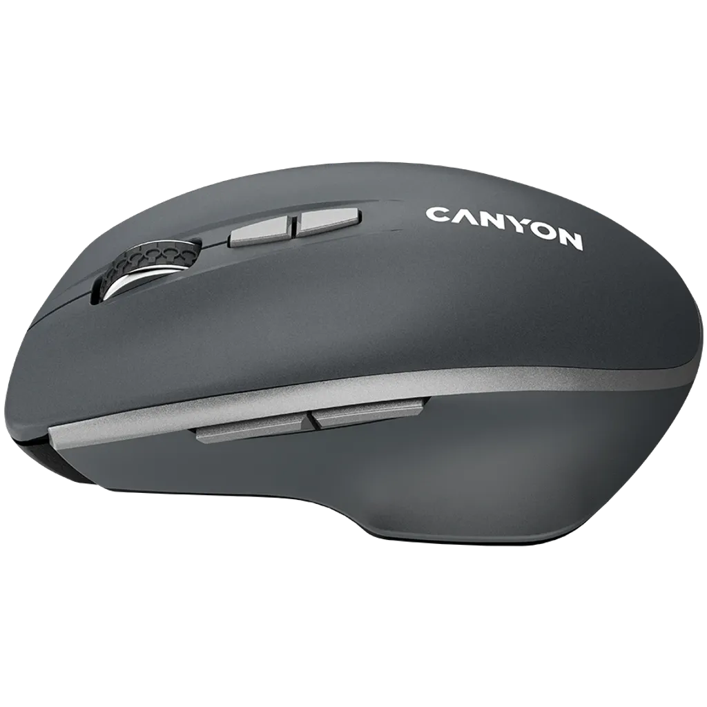 CANYON MW-21 bezvadu optiskā pele, 1600 dpi, 7 pogas, tumši pelēka