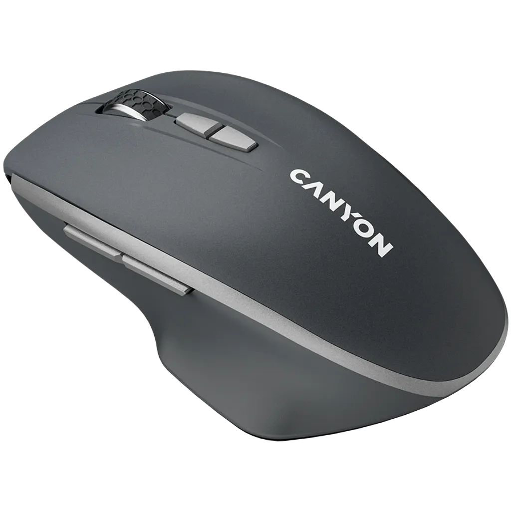 CANYON MW-21 bezvadu optiskā pele, 1600 dpi, 7 pogas, tumši pelēka