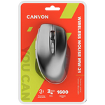 CANYON MW-21 bezvadu optiskā pele, 1600 dpi, 7 pogas, tumši pelēka
