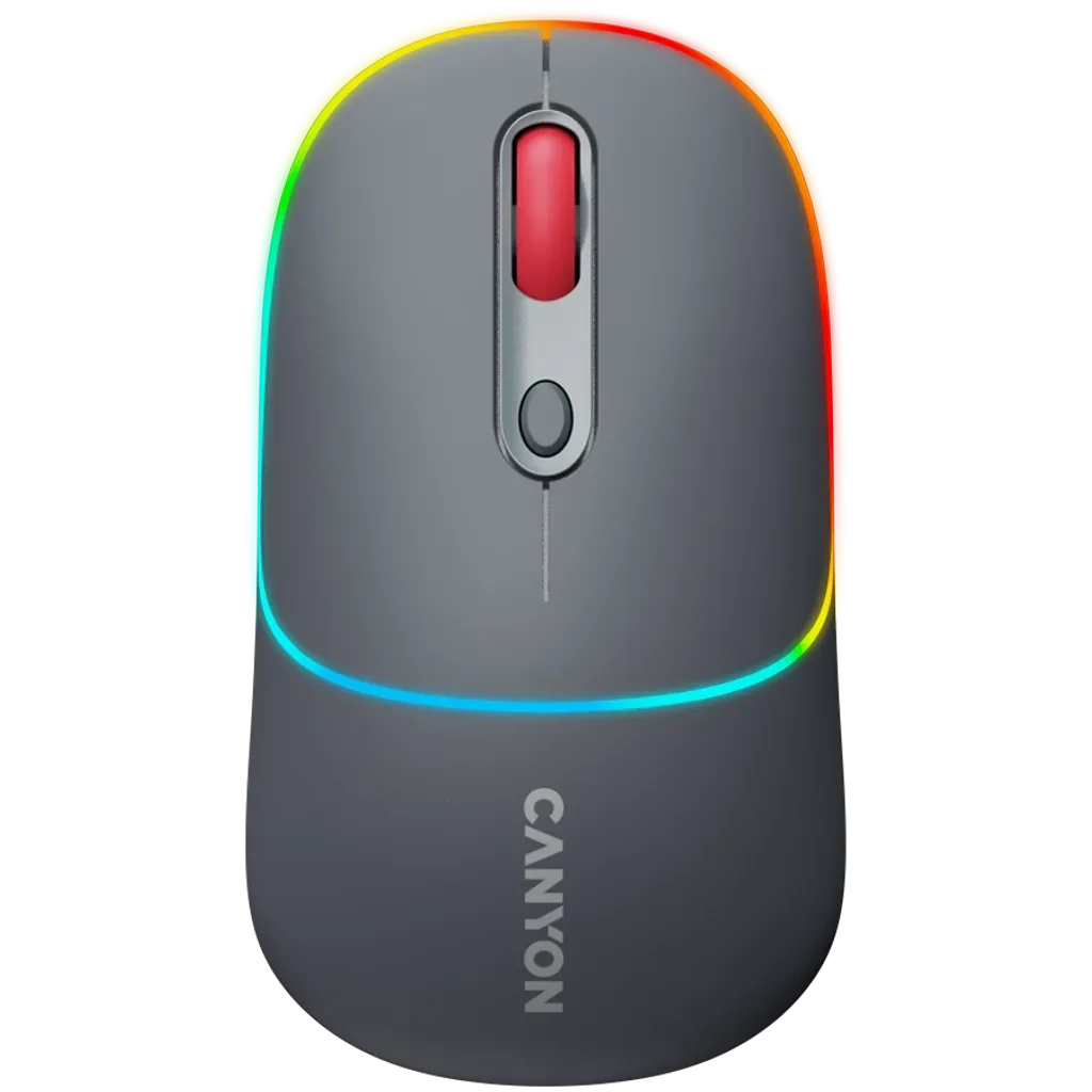 CANYON OnClick 22 bezvadu optiskā pele, 1600 dpi, RGB, tumši pelēka