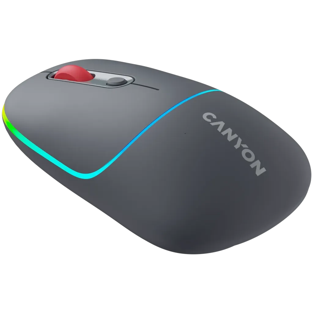 CANYON OnClick 22 bezvadu optiskā pele, 1600 dpi, RGB, tumši pelēka