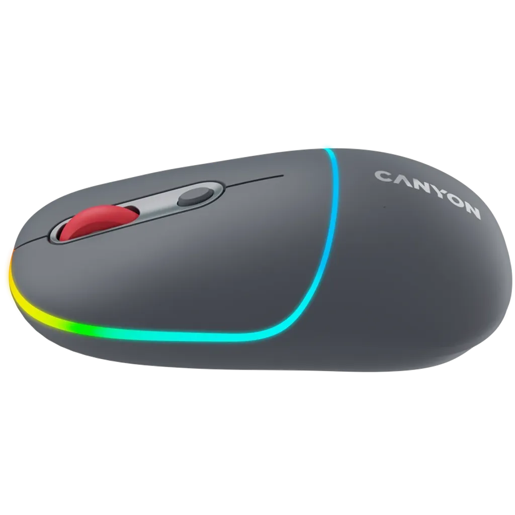 CANYON OnClick 22 bezvadu optiskā pele, 1600 dpi, RGB, tumši pelēka