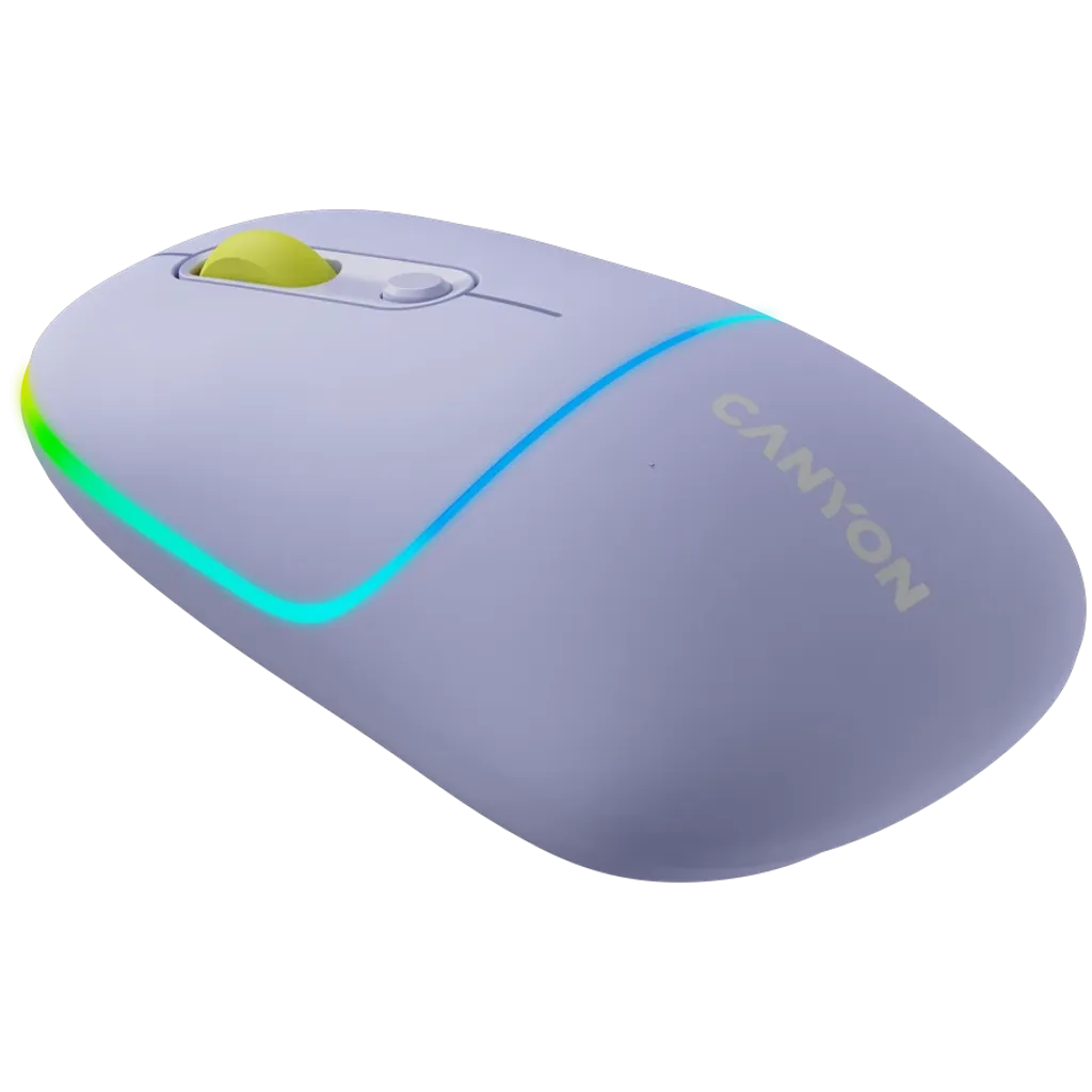 CANYON OnClick 22 bezvadu optiskā pele, 1600 dpi, RGB, lavandas krāsā