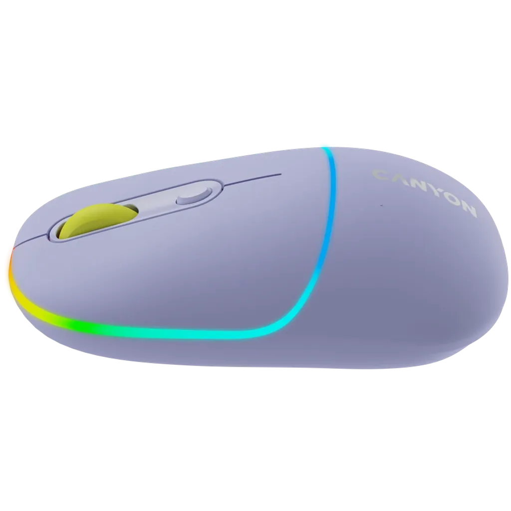 CANYON OnClick 22 bezvadu optiskā pele, 1600 dpi, RGB, lavandas krāsā