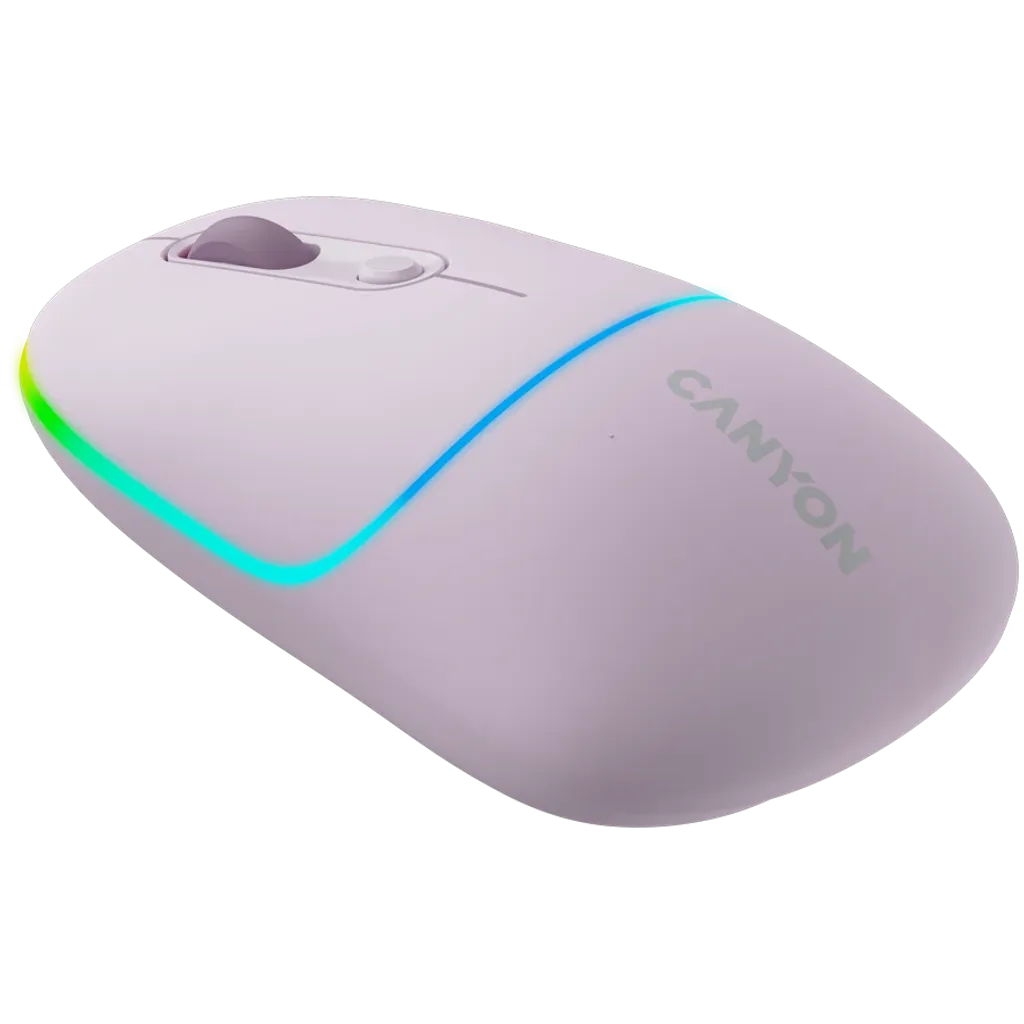 CANYON OnClick 22 bezvadu optiskā pele, 1600 dpi, RGB, pērļu rozā