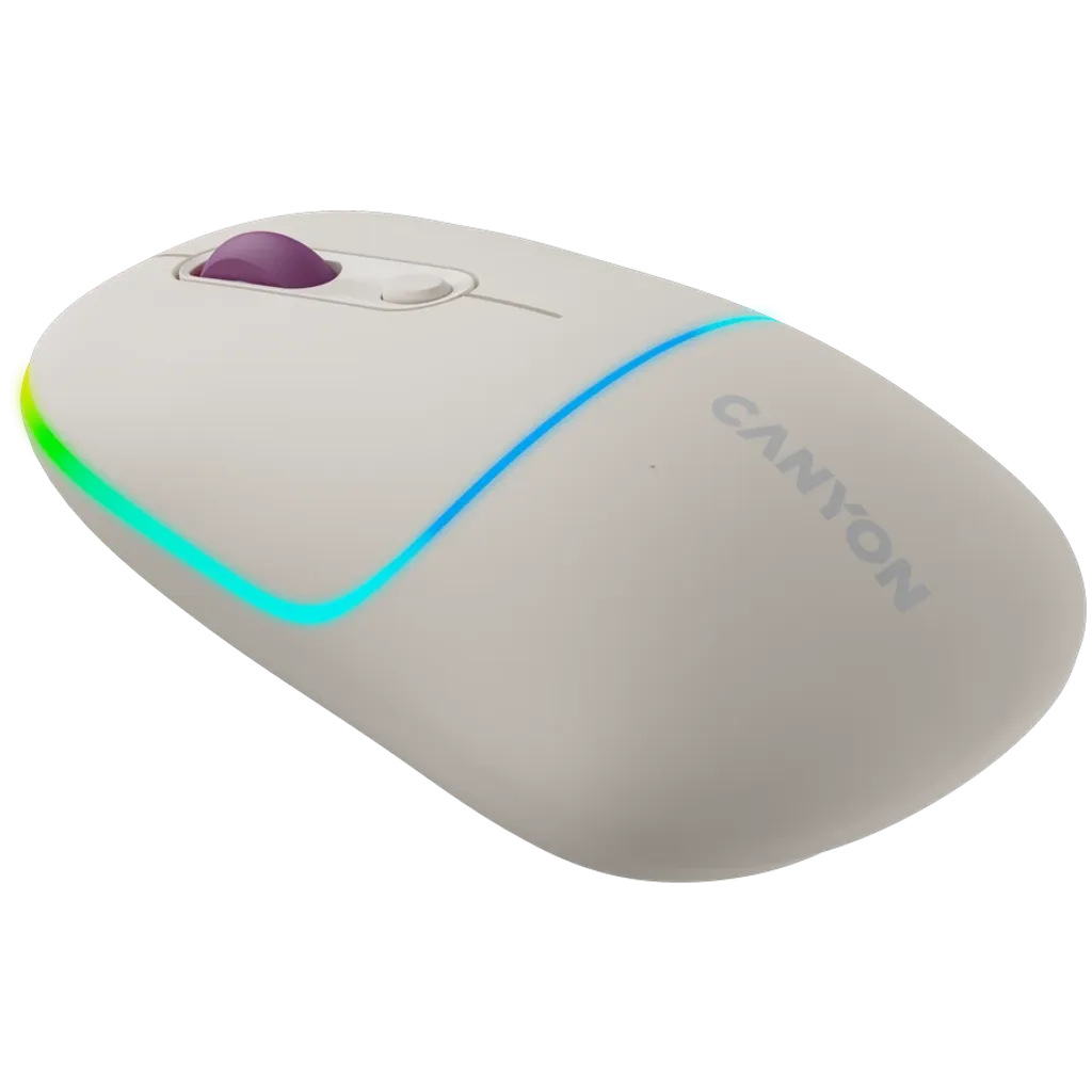 CANYON OnClick 22 bezvadu optiskā pele, 1600 dpi, RGB, rīsu krāsa