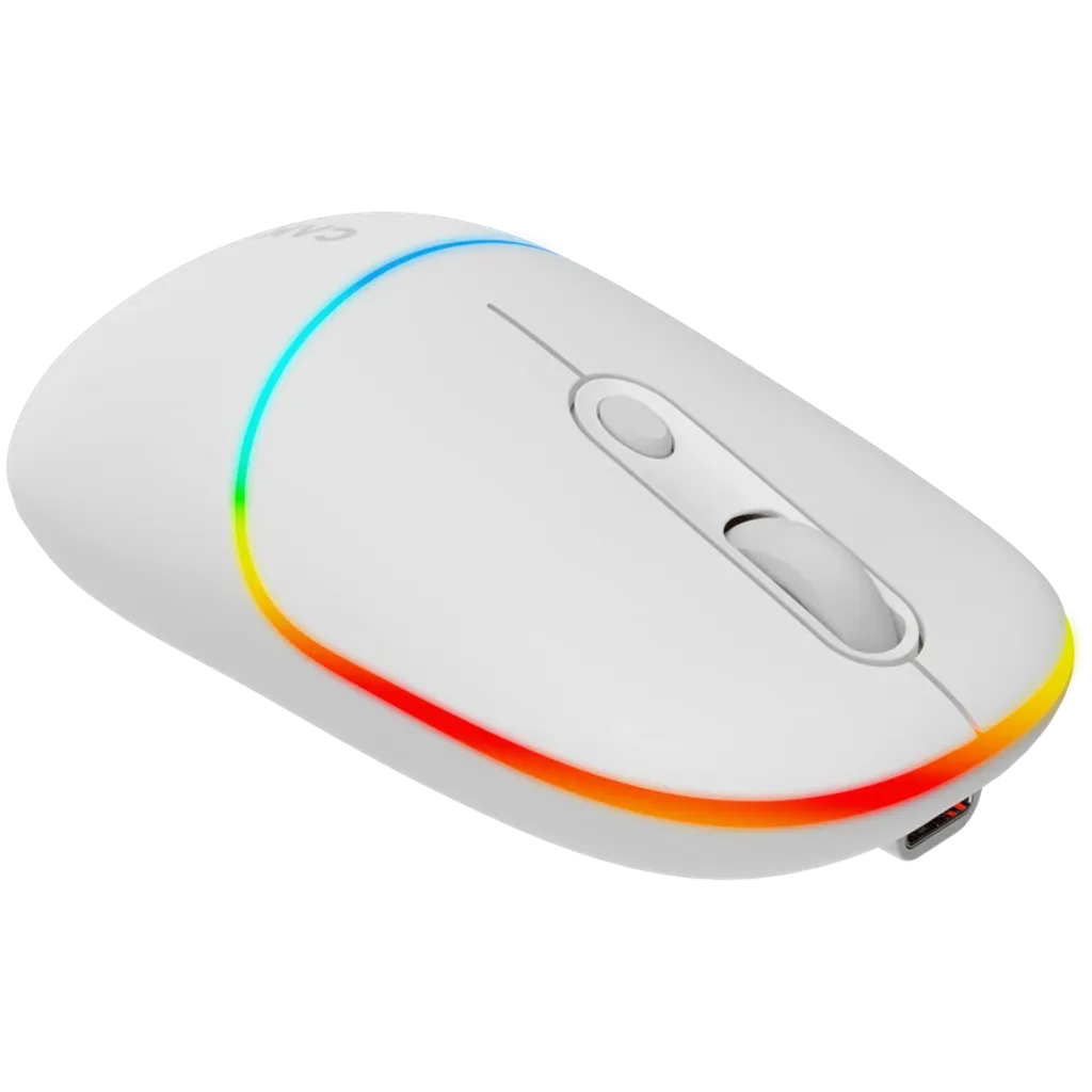 CANYON OnClick 22 bezvadu optiskā pele, 1600 dpi, RGB, balta