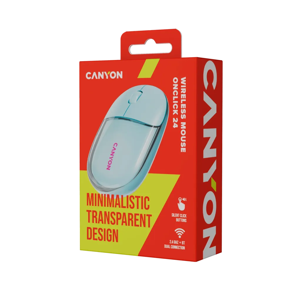 CANYON OnClick 24 bezvadu optiskā pele, 1200 dpi, Bluetooth, zila