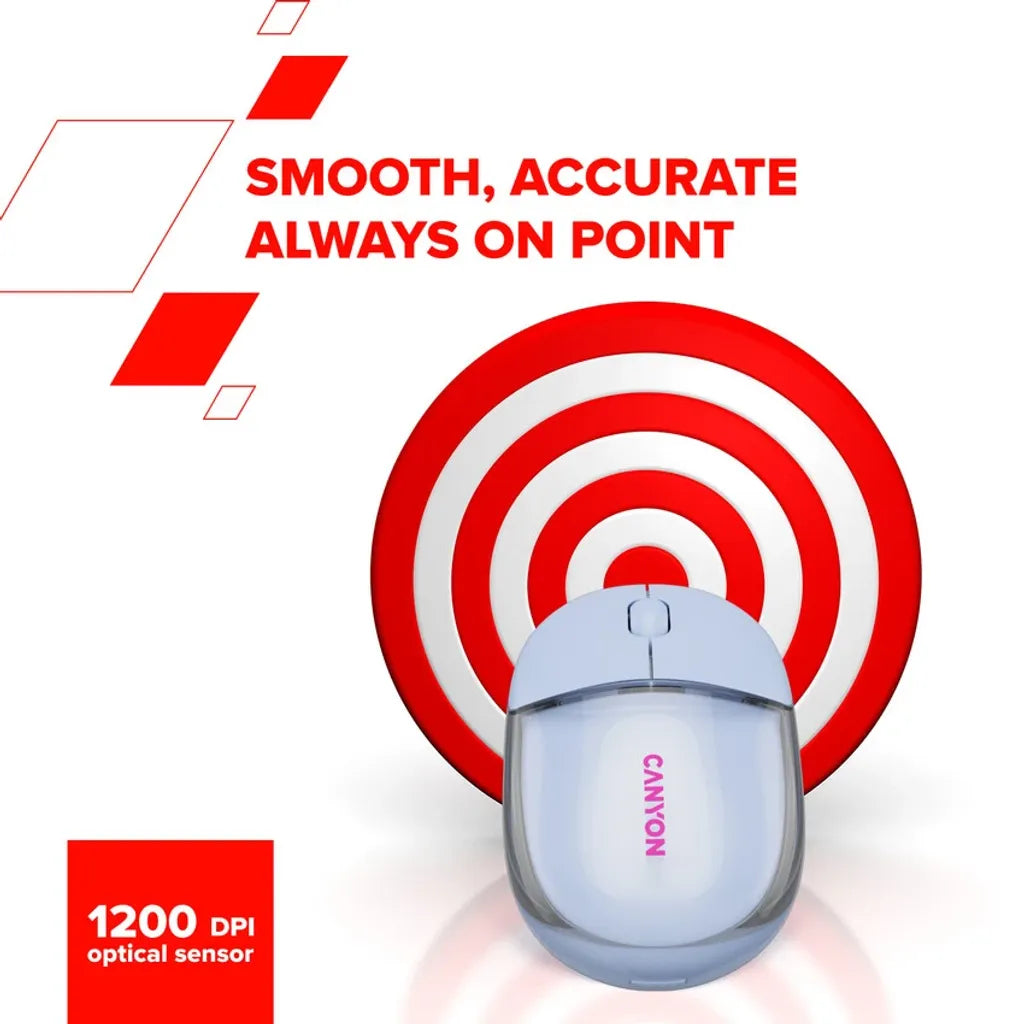 CANYON OnClick 24 bezvadu optiskā pele, 1200 dpi, Bluetooth, zila
