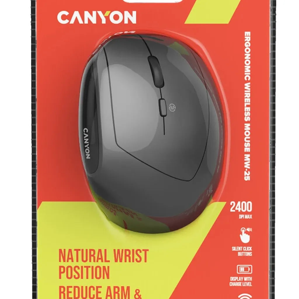 CANYON MW-25 vertikālā bezvadu pele, 2400 dpi, 6 pogas