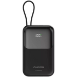 22.5W CANYON OnPower 101 10000mAh powerbanka ar USB-C kabeli, melna