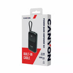22.5W CANYON OnPower 101 10000mAh powerbanka ar USB-C kabeli, melna