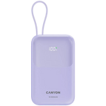 Внешний аккумулятор CANYON OnPower 101 со встроенным кабелем 10000 мАч PD22.5W Фиолетовый
