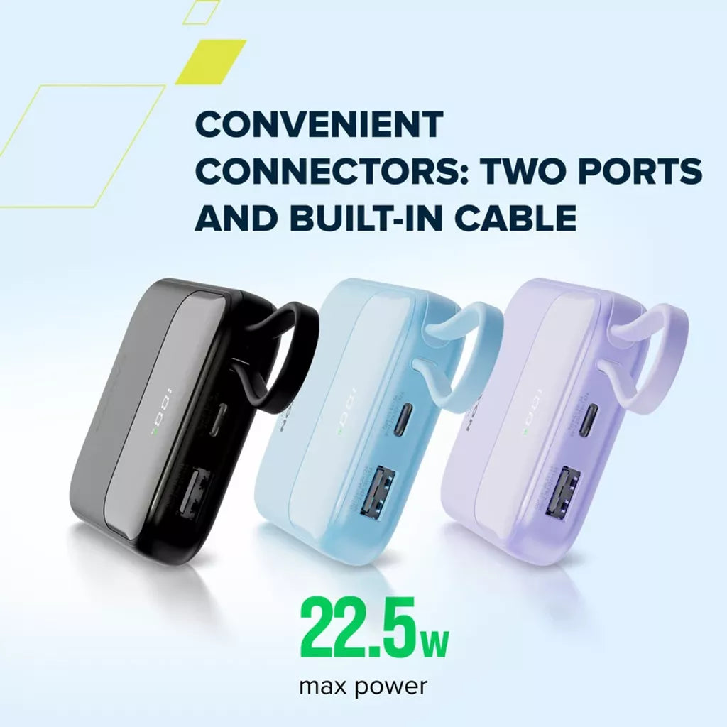 Внешний аккумулятор CANYON OnPower 101 со встроенным кабелем 10000 мАч PD22.5W Фиолетовый
