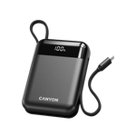 22.5W CANYON OnPower 104 10000mAh powerbanka ar USB-C un Lightning, melna