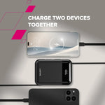 22.5W CANYON OnPower 104 10000mAh powerbanka ar USB-C un Lightning, melna