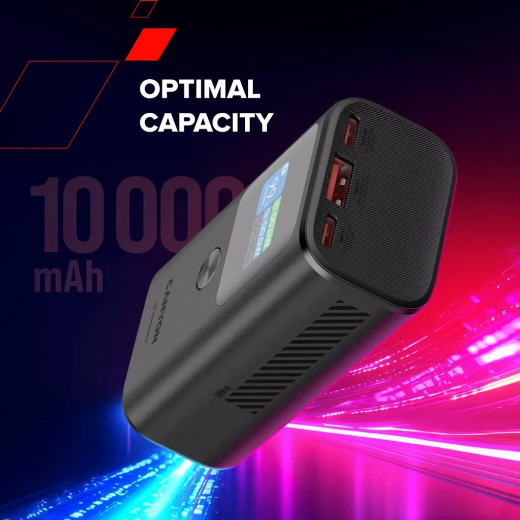 CANYON Внешний аккумулятор OnPower 130 TFT 10 000 мАч PD30W темно-серый