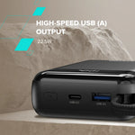 22.5W CANYON OnPower 204 20000mAh powerbanka ar USB-C un Lightning, melna