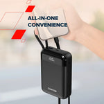 22.5W CANYON OnPower 204 20000mAh powerbanka ar USB-C un Lightning, melna
